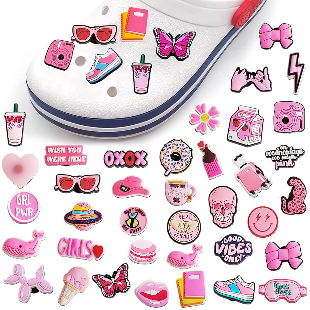 HASTHIP 35pcs Pink Shoe Decoration Charms for Bubble Slides Sandals Clogs, Cute Shoe Decoration Charms for Teens Kids Adults, Shoe Accessories Pins Party Favor Birthday Gifts HASTHIP 35pcs Pink Shoe Decoration Charms for Bubble Slides Sandals Clogs, Cute Shoe Decoration Charms for Teens Kids Adults, Shoe Accessories Pins Party Favor Birthday Gifts